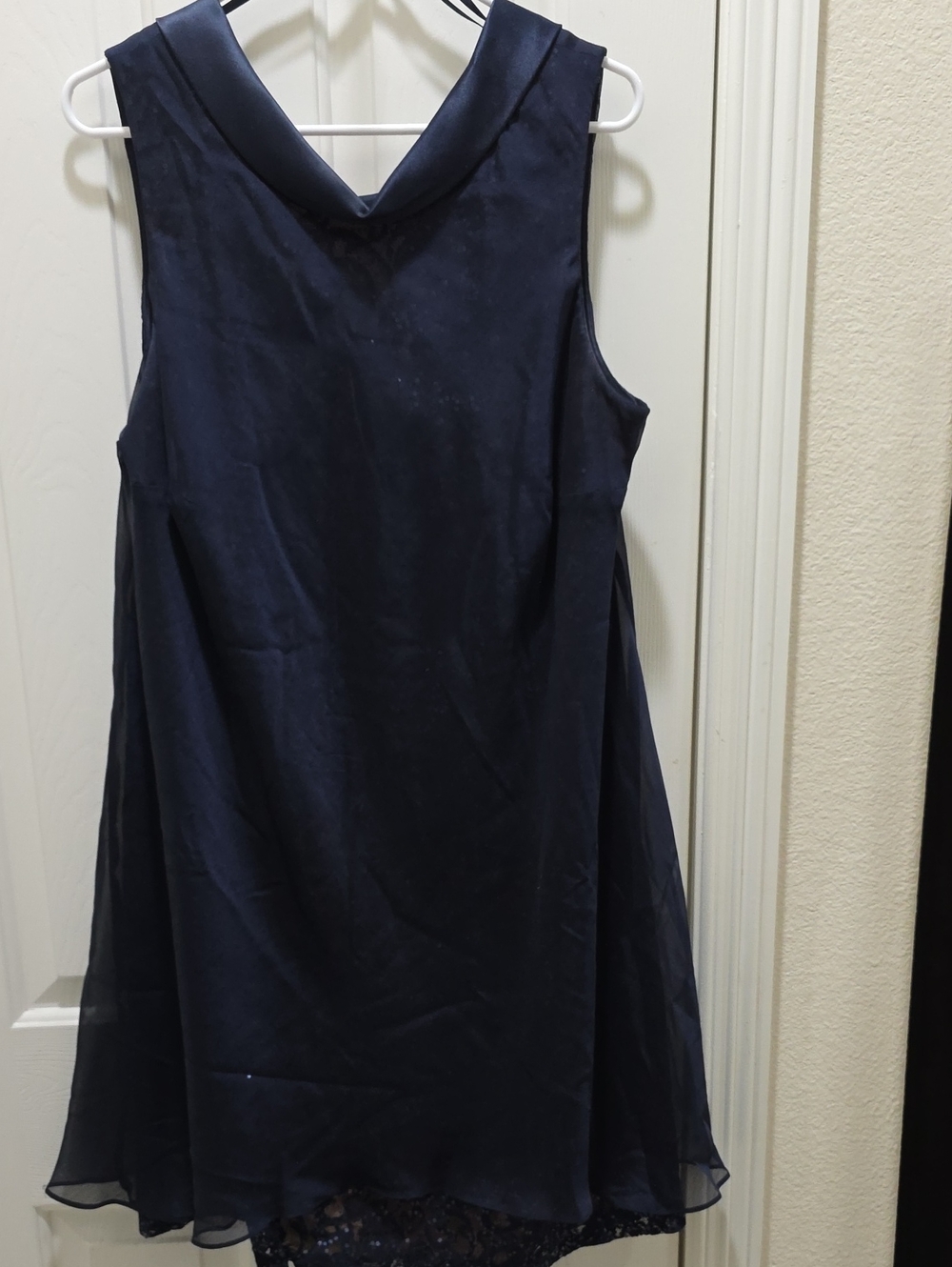 SLNY Navy Sleeveless Mini Dress